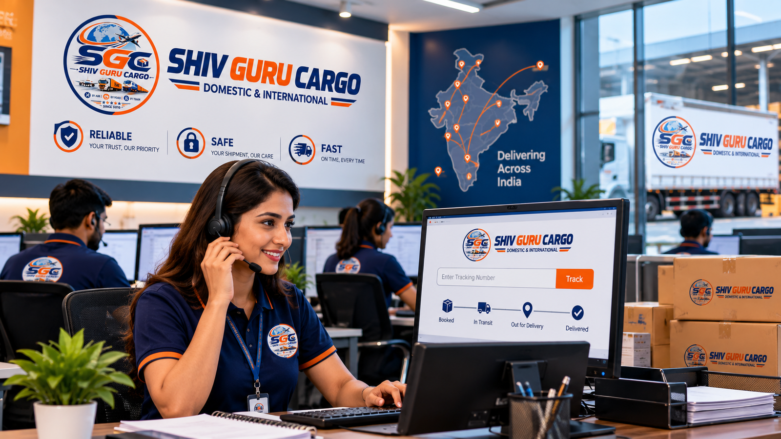 Shiv Guru Cargo customer support executive assisting with courier tracking updates
