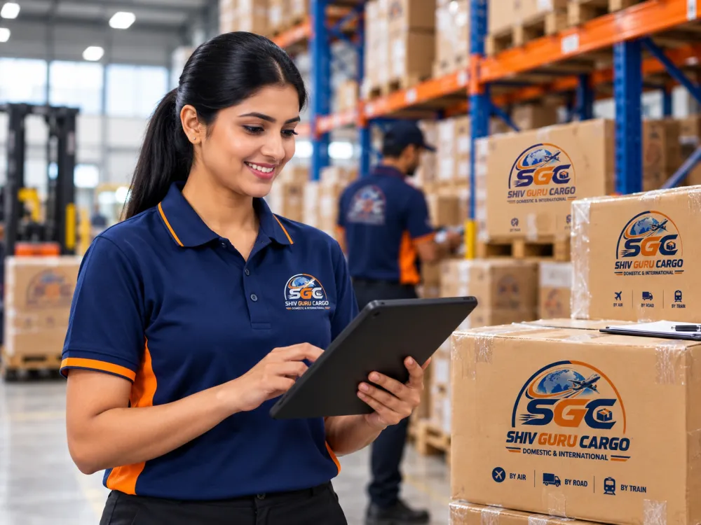 Shiv Guru Cargo warehouse staff and cargo